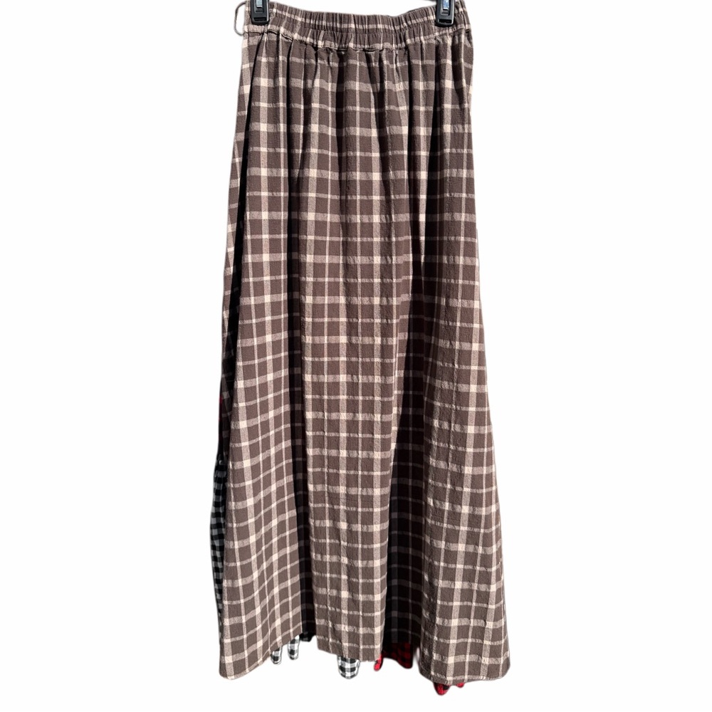 Tov Holy Los Angeles Plaid Patchwork Button Maxi Skirt Women’s Size M - Picture 6 of 9